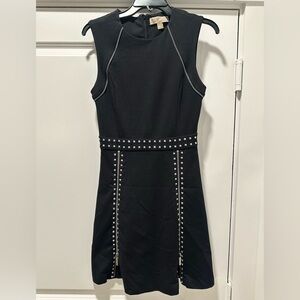 MICHAEL Michael Kors l Black Fit and Flare Zipper and Pyramid Stud Dress